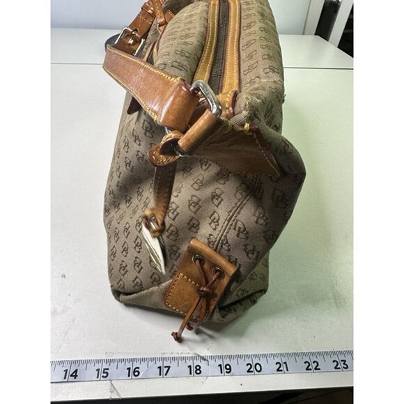Vintage Dooney & Bourke Tan Signature Canvas Leather Monogram Shoulder Bag Purse - Picture 9 of 12